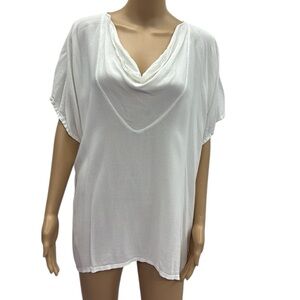 Kin Amora White Cowl Neck Dolman Short Sleeve Top Blouse One Size Fits Most